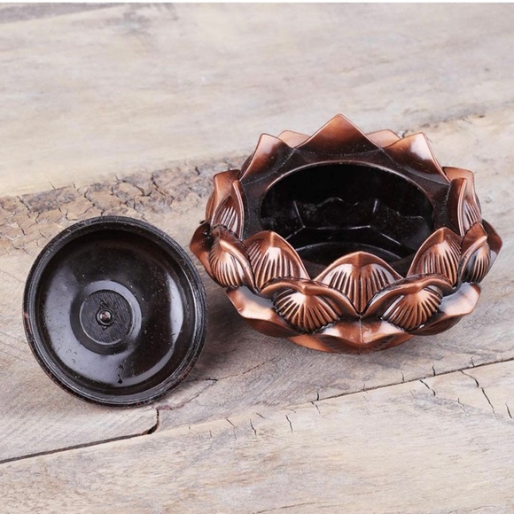 Cast Lotus Tibetan Incense/Candle Holder - Picture 2 of 14